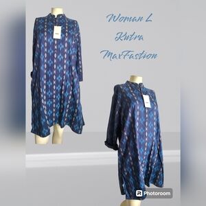 MaxFastion Woman Kutra Size L 100% Cotton multi print Blue